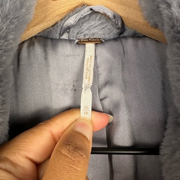 Free People Kate Faux Fur Double Breasted Jacket Blazer Women’s Sz XS - Picture 9 of 13